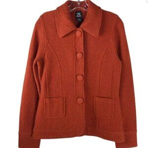23rd St. 100% Wool Vintage Jacket Women's Small Rust Orange Retro 60s 70s Collar